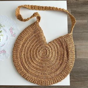 Boho Straw Circle Beach Bag